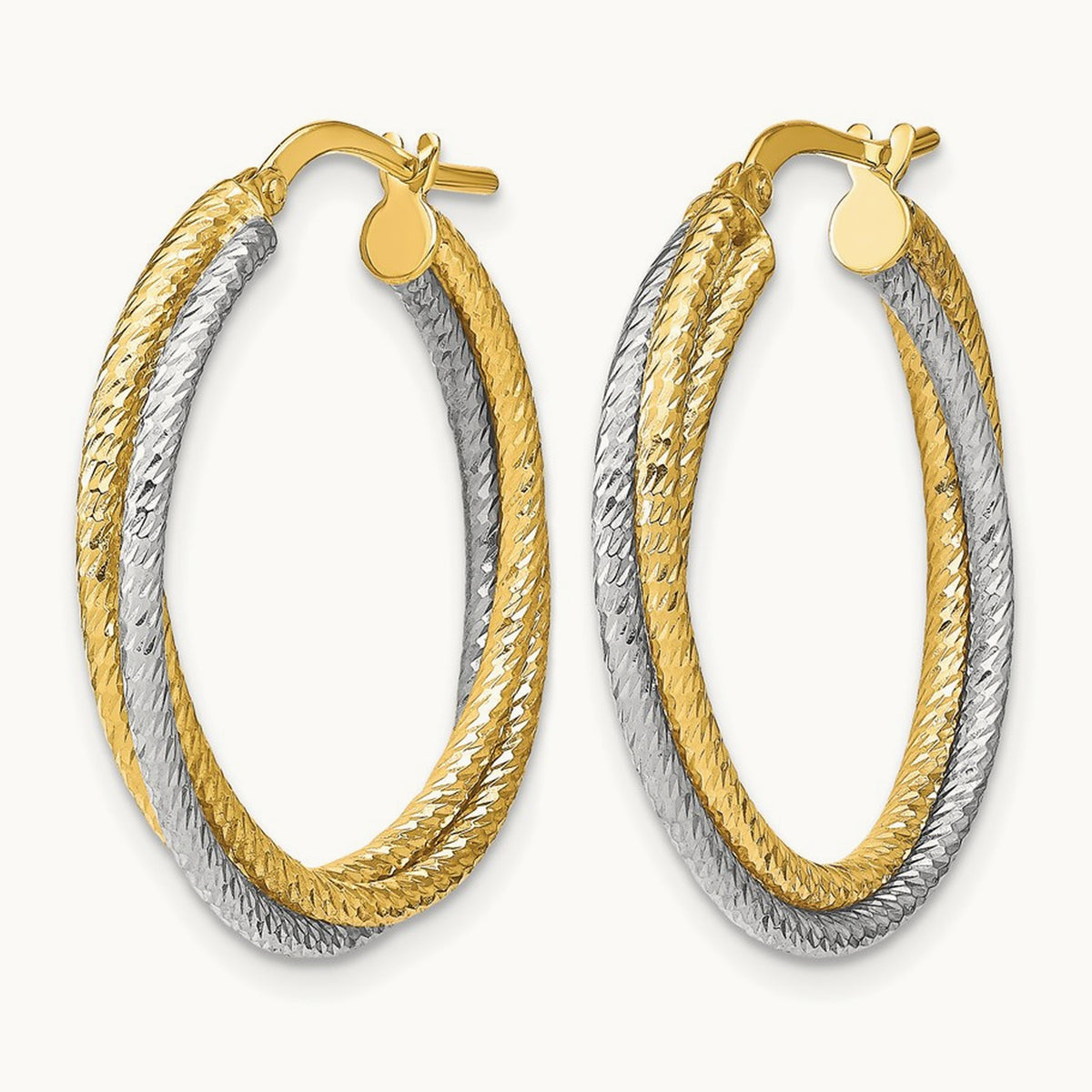Polished D/C Hoop Earrings, 10K with Rhodium — Leslie's