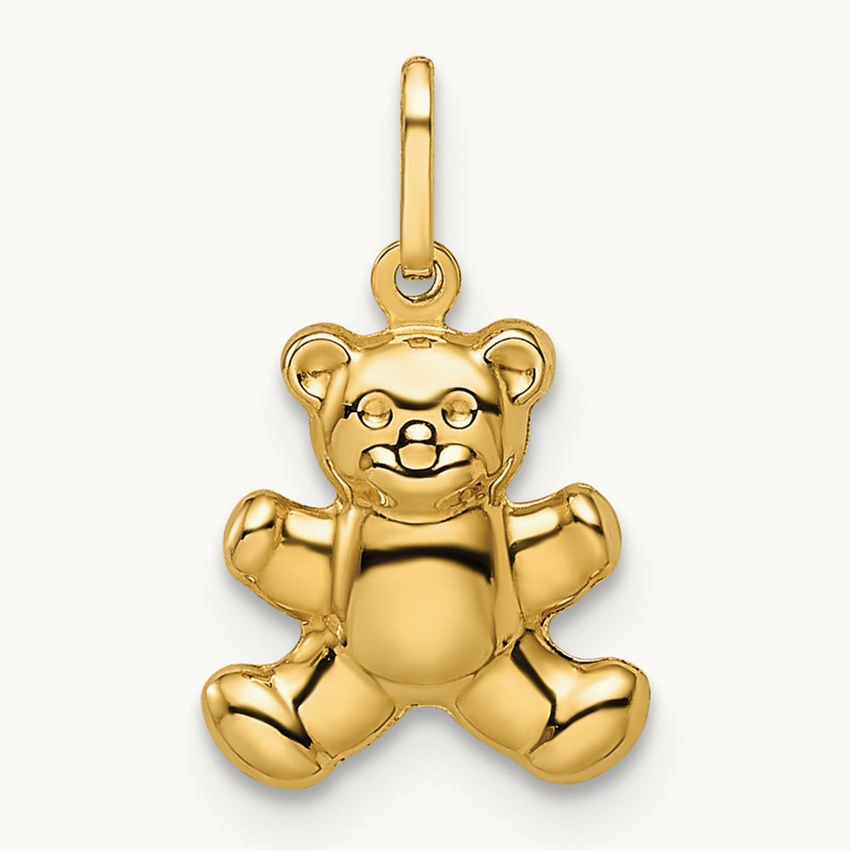 Polished Puffed Teddy Bear Pendant, 14K