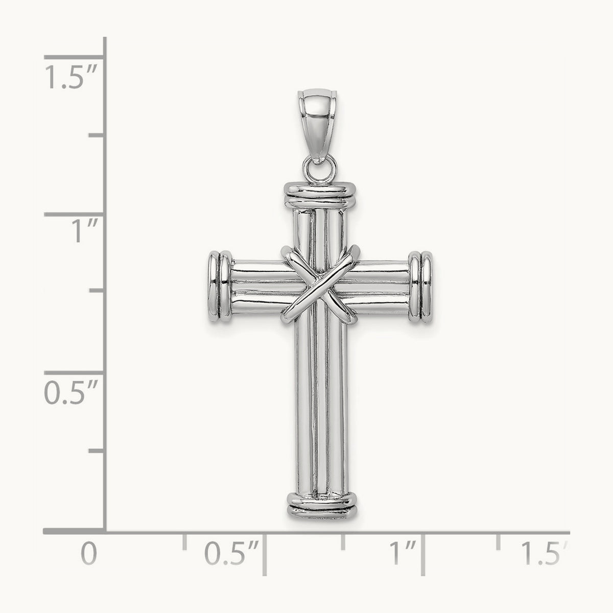 Polished Cross Pendant — 14K White Gold