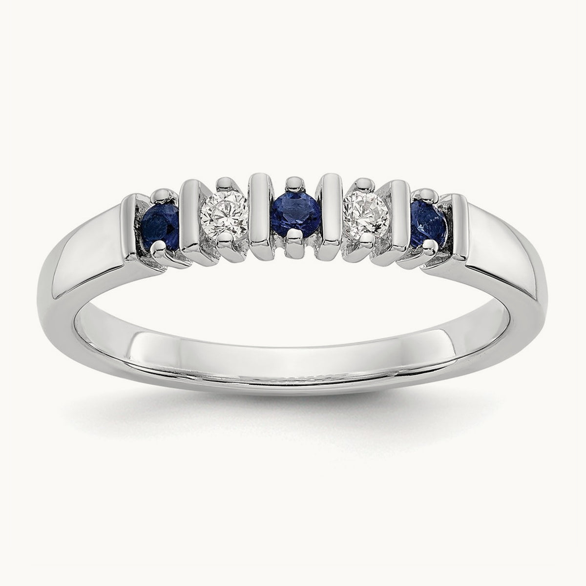 Diamond w/Sapphire Band, 14K White Gold