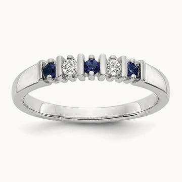 Diamond w/Sapphire Band, 14K White Gold