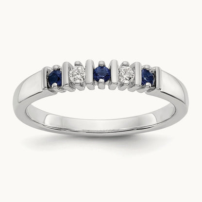 Diamond w/Sapphire Band, 14K White Gold