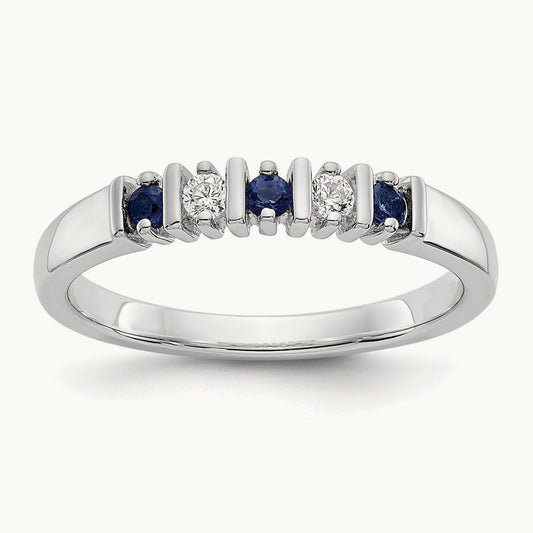 Diamond w/Sapphire Band, 14K White Gold