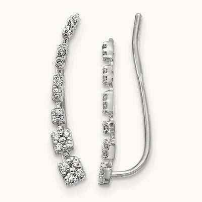 Diamond Graduated Ear Climber Earrings — photo set