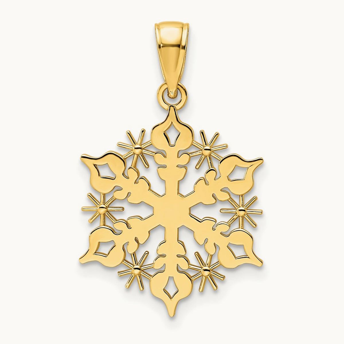 Polished Snowflake Pendant, 14K