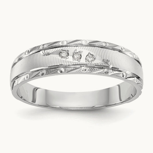 AA Quality Trio Mens Complete Wedding Band, 14K White Gold