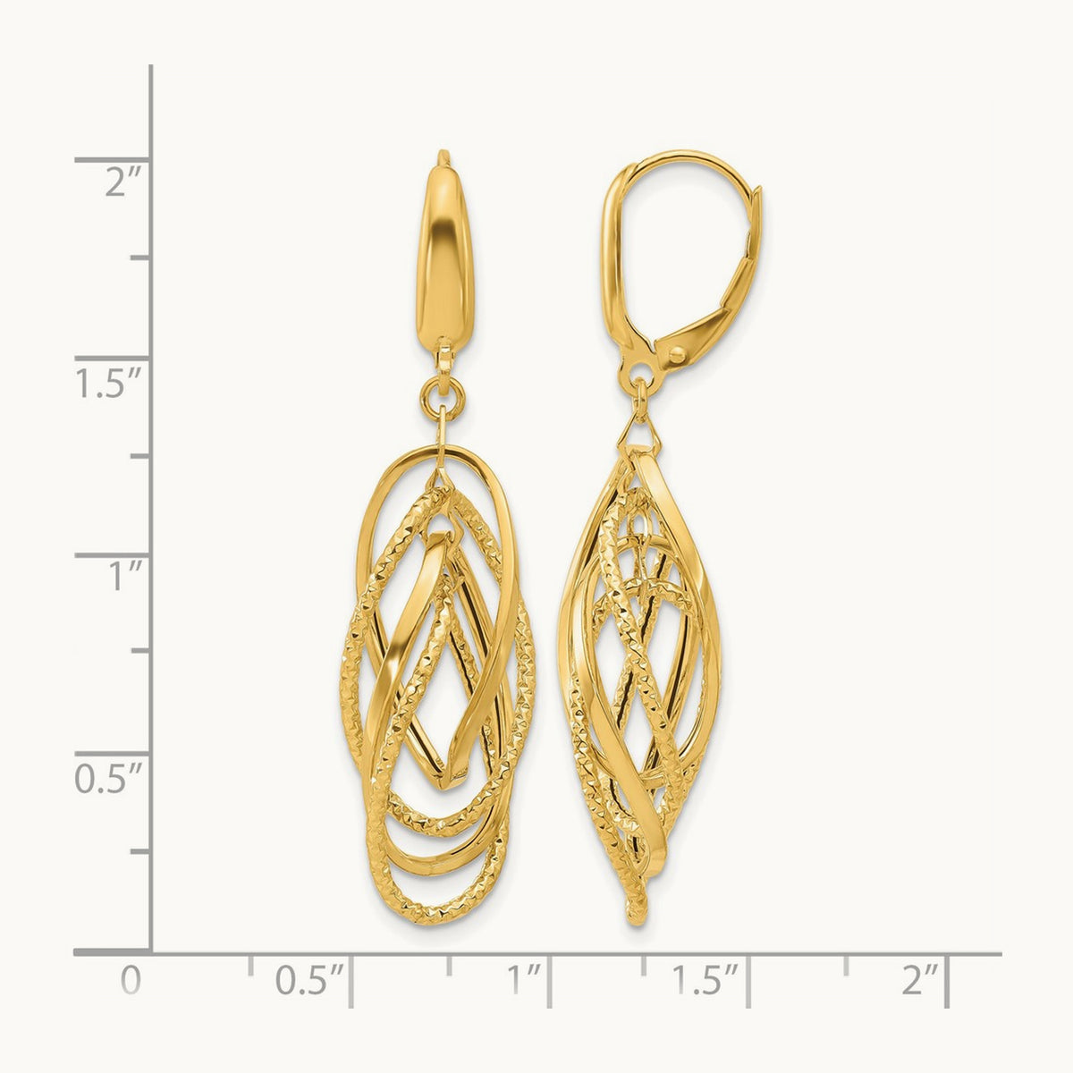 Polished and Textured Ovals Dangle Earrings, 14K — Leslie's