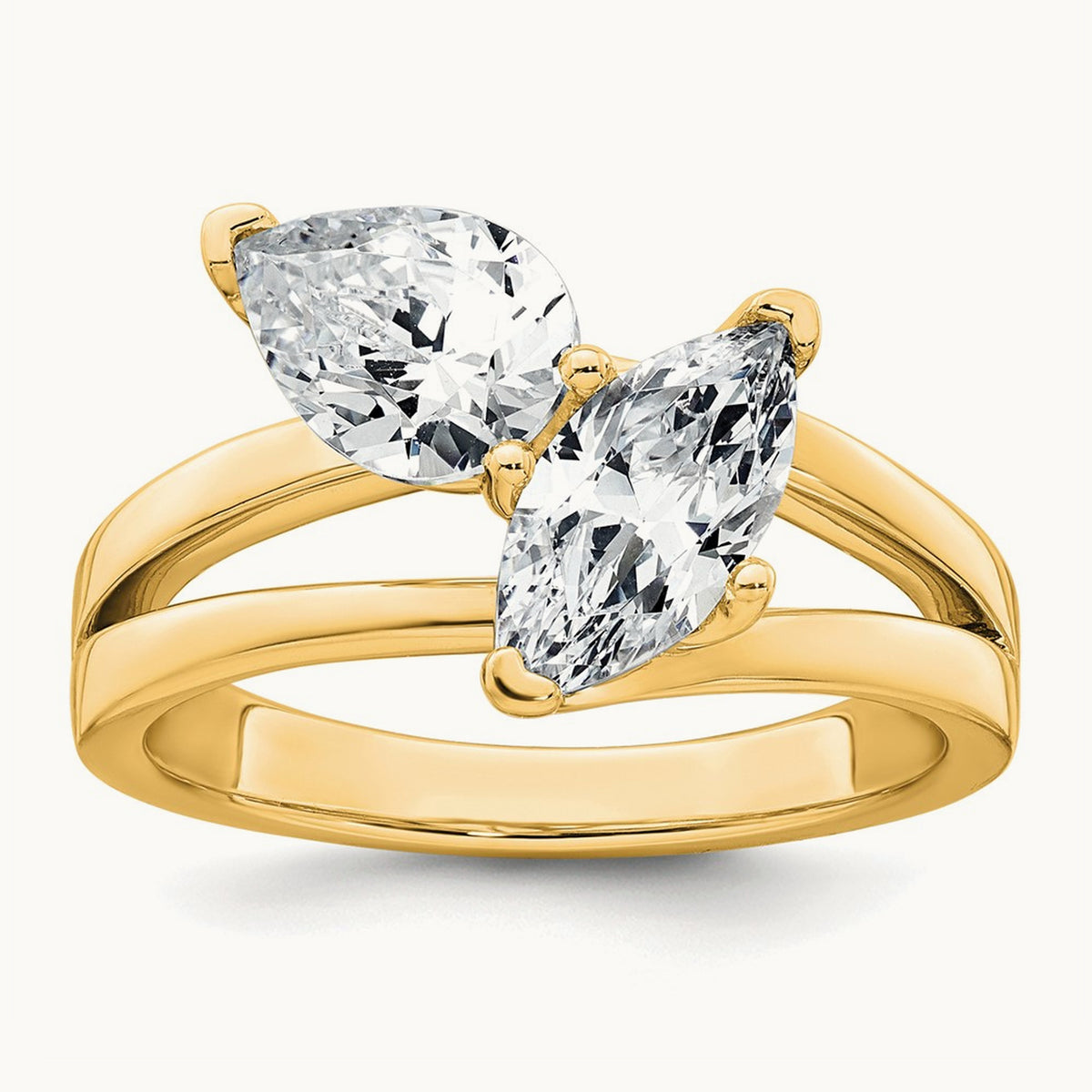 Marquise & Pear 2 Stone Engagement Ring, 2.00 ct tw Lab-Grown Diamond — 14K Yellow Gold