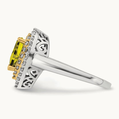 Created Yellow Sapphire Ring, 0.50 ct tw Lab-Grown Diamond