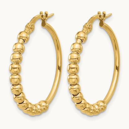Polished Beaded Hoop Earrings — Leslie's — photo set