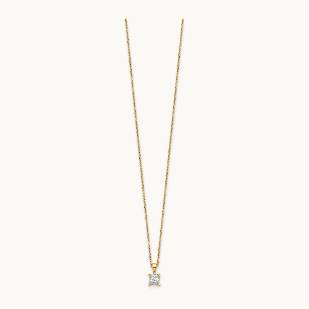 Princess Pendant Necklace, 0.50-2.00 ct tw Lab-Grown Diamond — 1/2 ct, 14K Yellow Gold
