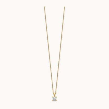 Princess Pendant Necklace, 0.50-2.00 ct tw Lab-Grown Diamond — 1/2 ct, 14K Yellow Gold