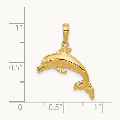 Dolphin Swimming Pendant, 14K