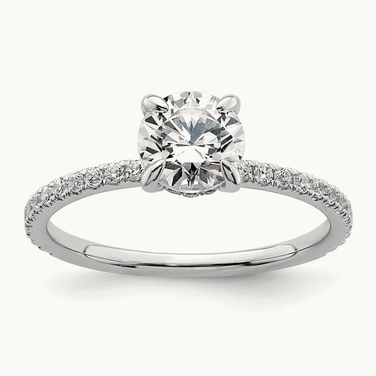 Round Solitaire Engagement Ring, 1.25-3.50 ct tw Lab-Grown Diamond — 14K White Gold, 7