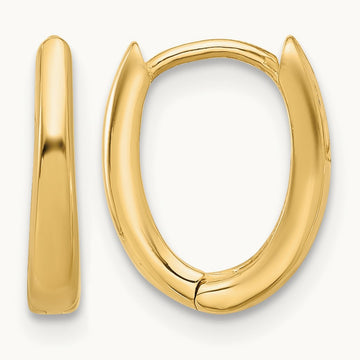 Polished Oval Hinged Hoop Earrings — 14K Yellow Gold