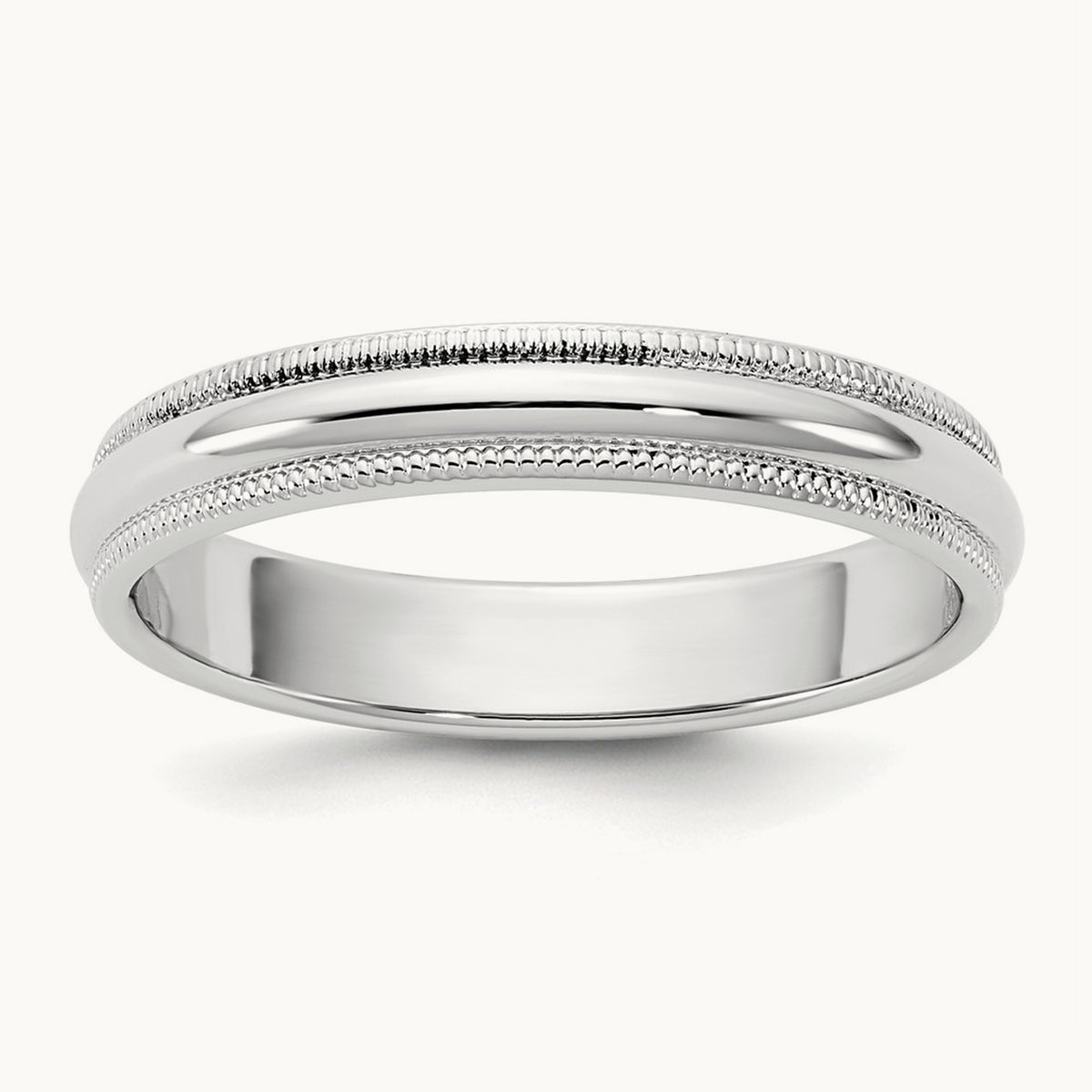 Milgrain Half Round Band, 3.5mm, 10K White Gold