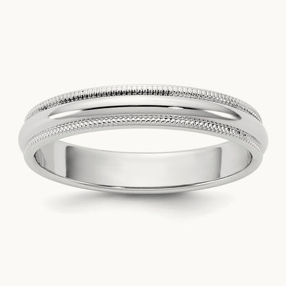 Milgrain Half Round Band, 3.5mm, 10K White Gold