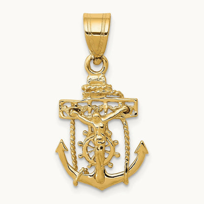 Mariners Cross Pendant — 14K Yellow Gold, 26mm
