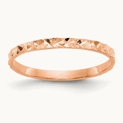 Diamond-cut Design Band Childs Ring — 14K Rose Gold