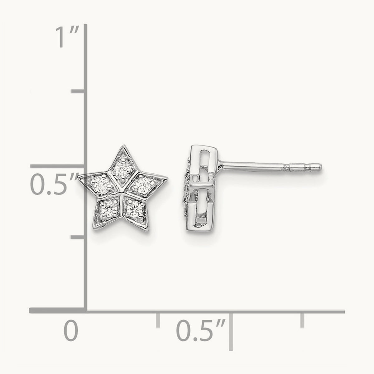 Diamond Star Post Earrings — 14K White Gold, 7.5mm