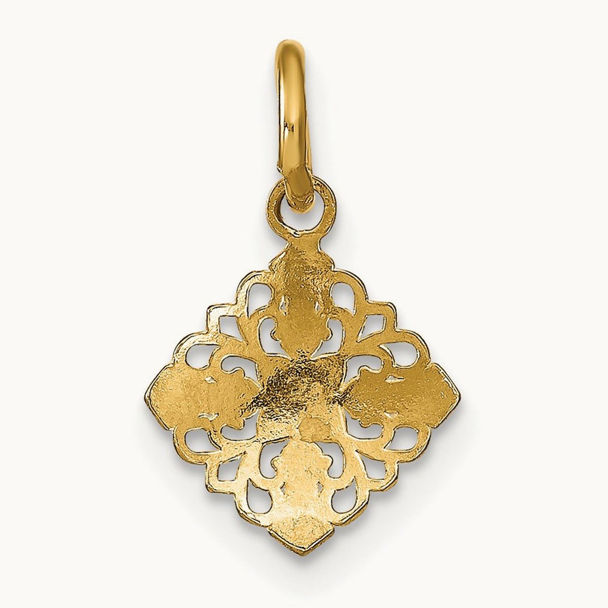 w/Rhodium Mini Cross Medallion Charm, 14K