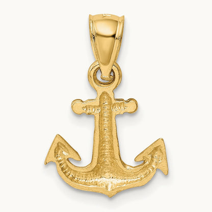 Diamond-cut Anchor Pendant, 14K