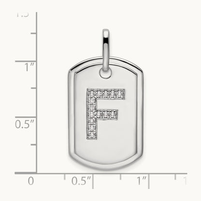 Diamond Dog Tag Charm — 14K White Gold, F