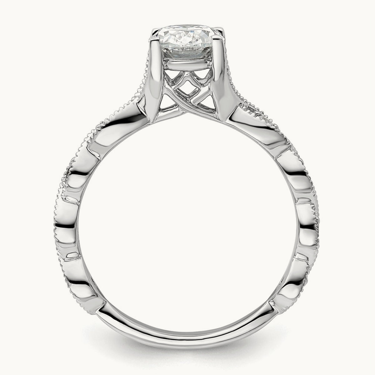 Oval Semi-Mount Engagement Ring, 0.10 ct tw Lab-Grown Diamond