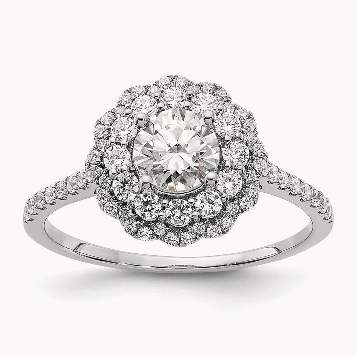 Double Halo Semi-Mount Engagement Ring, 0.50 ct tw