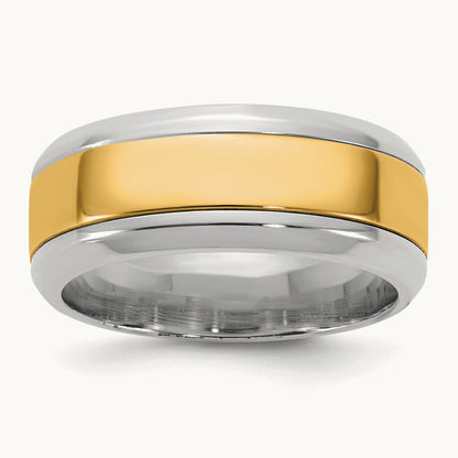 W/Y Beveled Edge Wedding Band, 8mm, 14K Two-tone