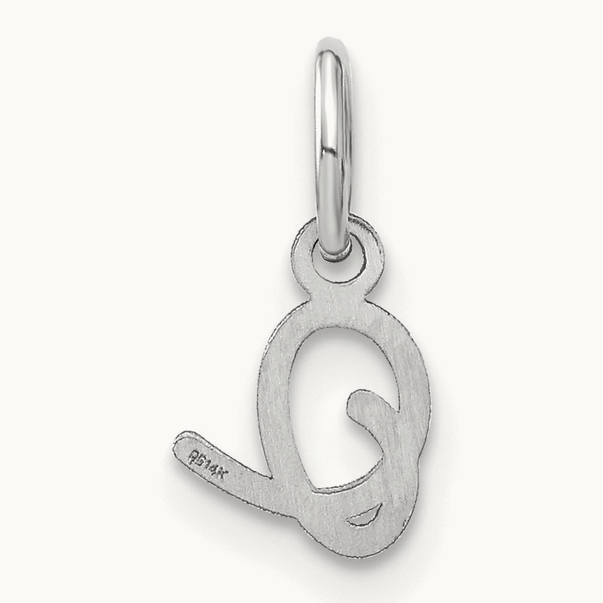 Upper case Initial Charm — 14K White Gold, O