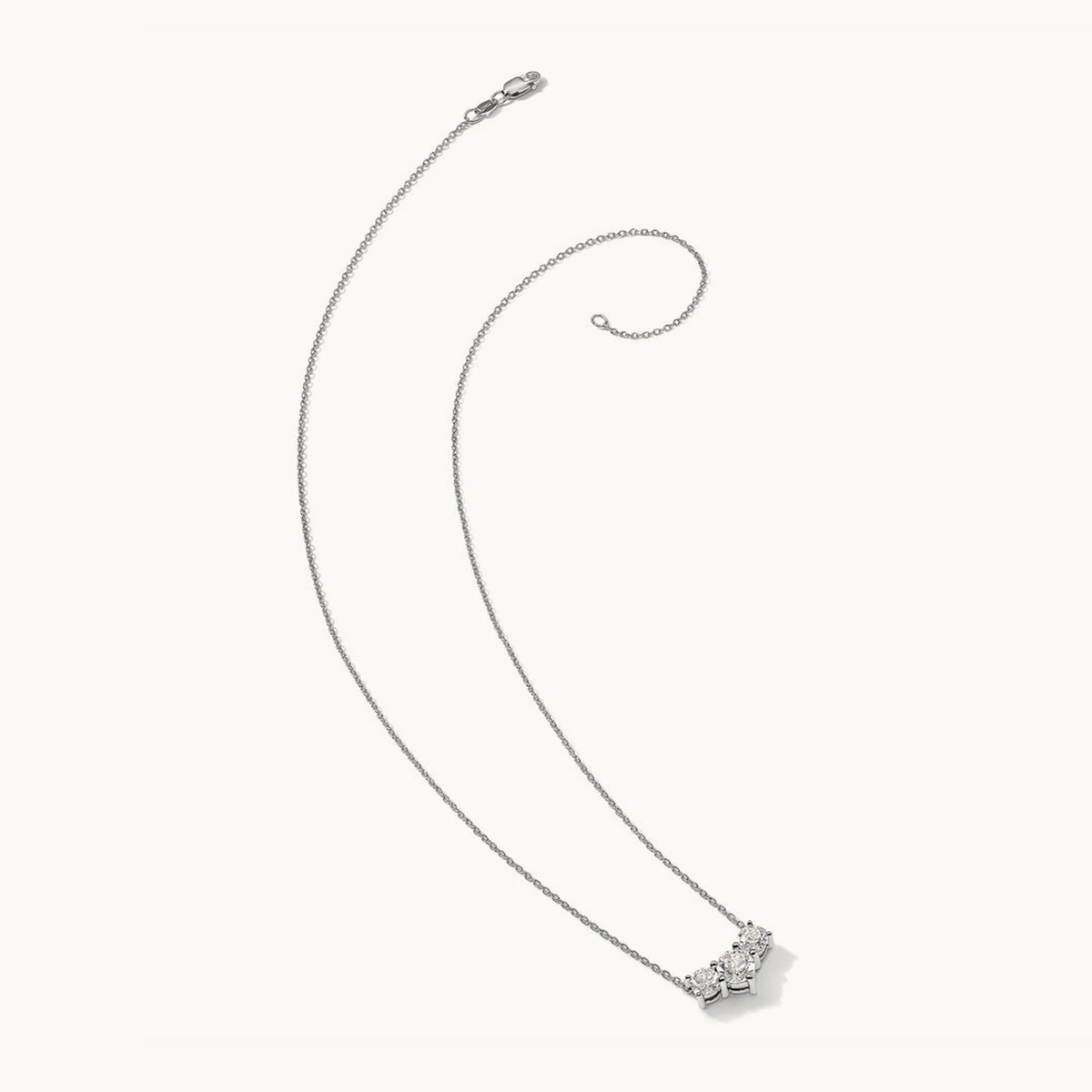3 Stone Necklace, 0.75-1.50 ct tw Lab-Grown Diamond — 14K White Gold