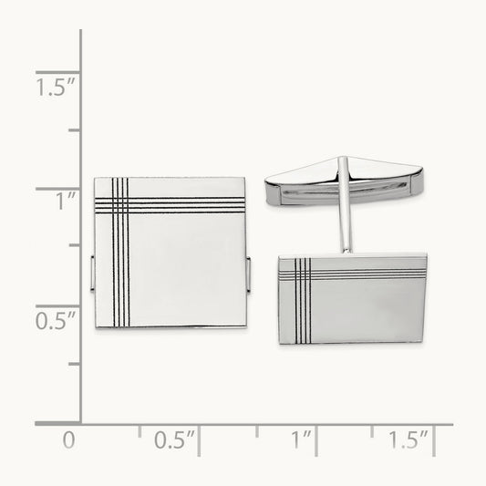 WG Men's Square w/Line Design Cuff Links, 14K