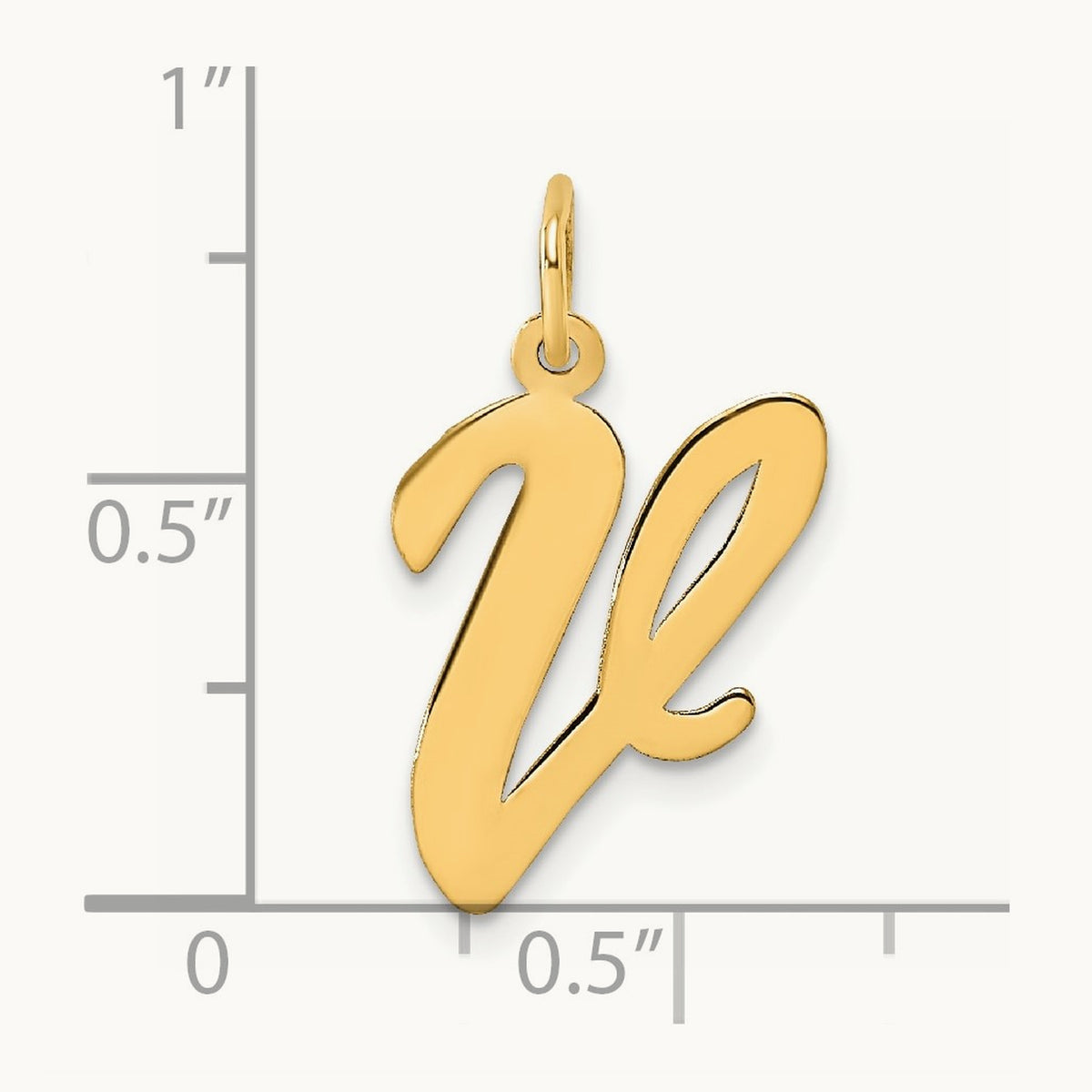 Large Script Initial Charm — 14K Yellow Gold, V