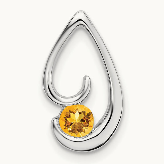 Citrine Chain Slide — 14K White Gold