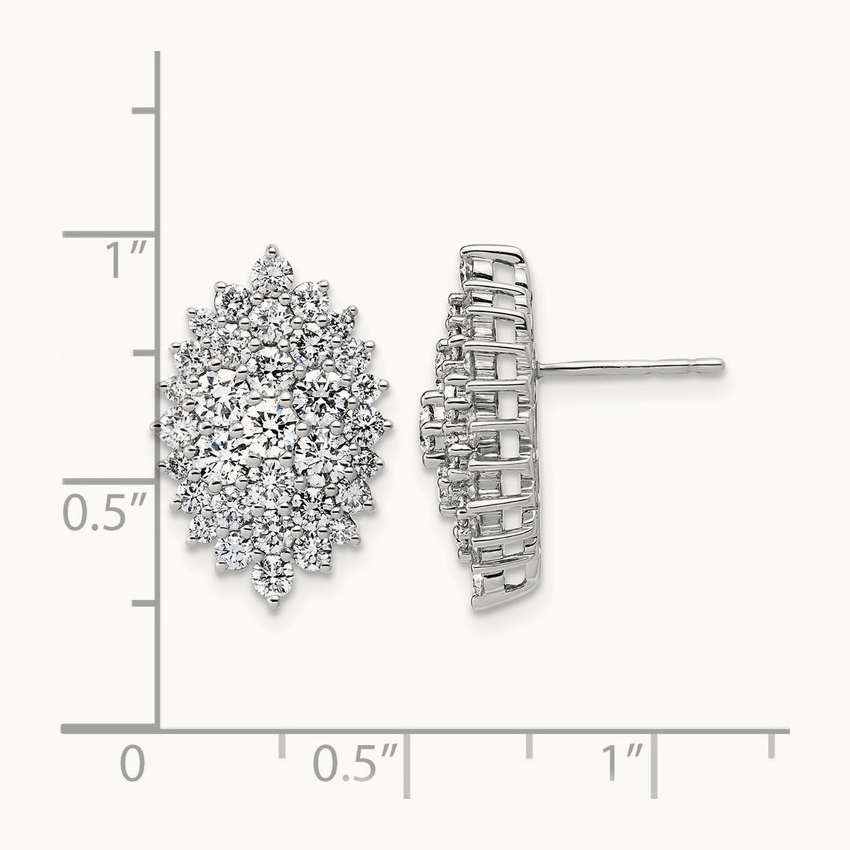 Cluster Post Earrings, 2.50 ct tw Lab-Grown Diamond