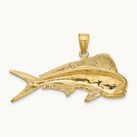2-D Male Dorado (Mahi-Mahi) Charm, 14K