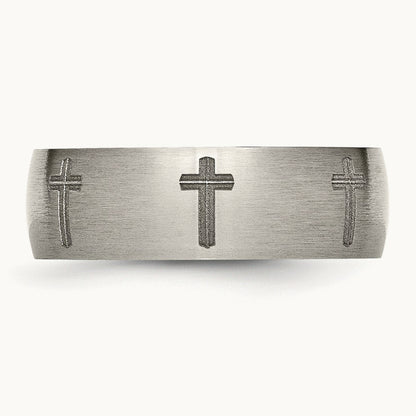 Brushed Cross Laser Design Band — photo set