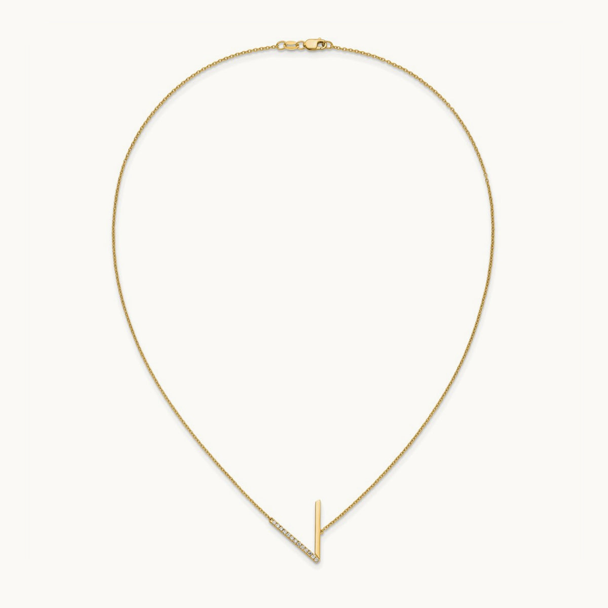 Sideways Diamond Necklace — 14K Yellow Gold, V
