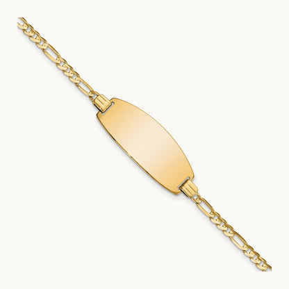 Oval Figaro ID Bracelet — 14K Yellow Gold
