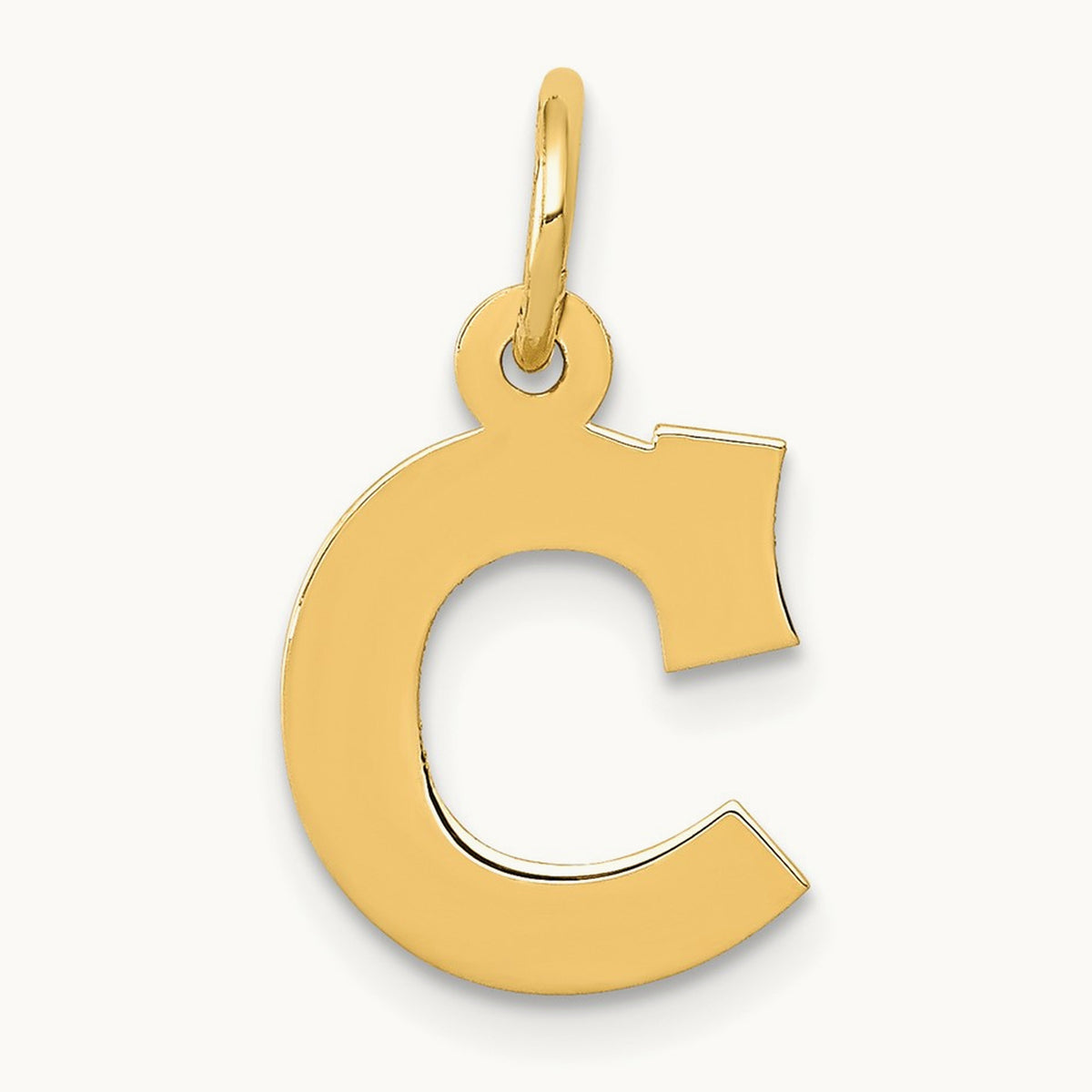 Small Block Initial Charm — 14K Yellow Gold, C