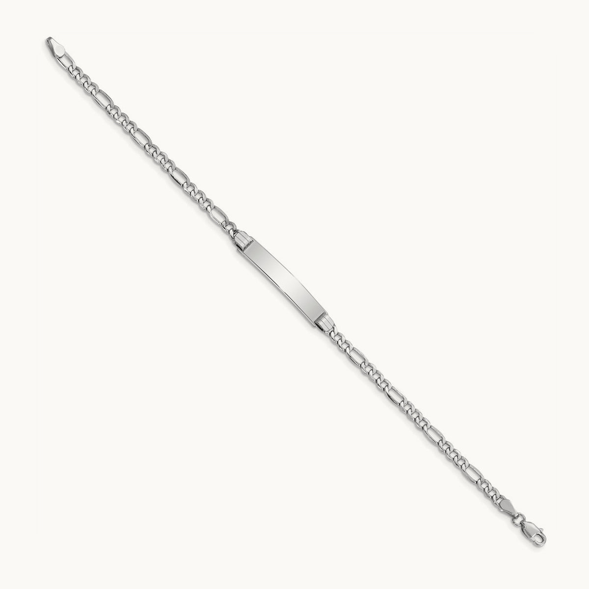WG Polished Semi-Solid Figaro Link ID Bracelet, 14K