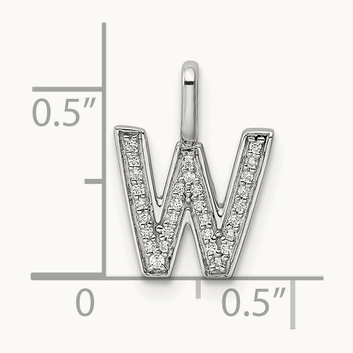 Diamond Letter W Initial Pendant, 14K White Gold