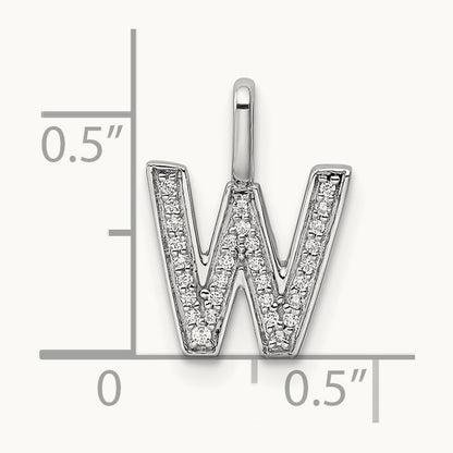 Diamond Letter W Initial Pendant, 14K White Gold