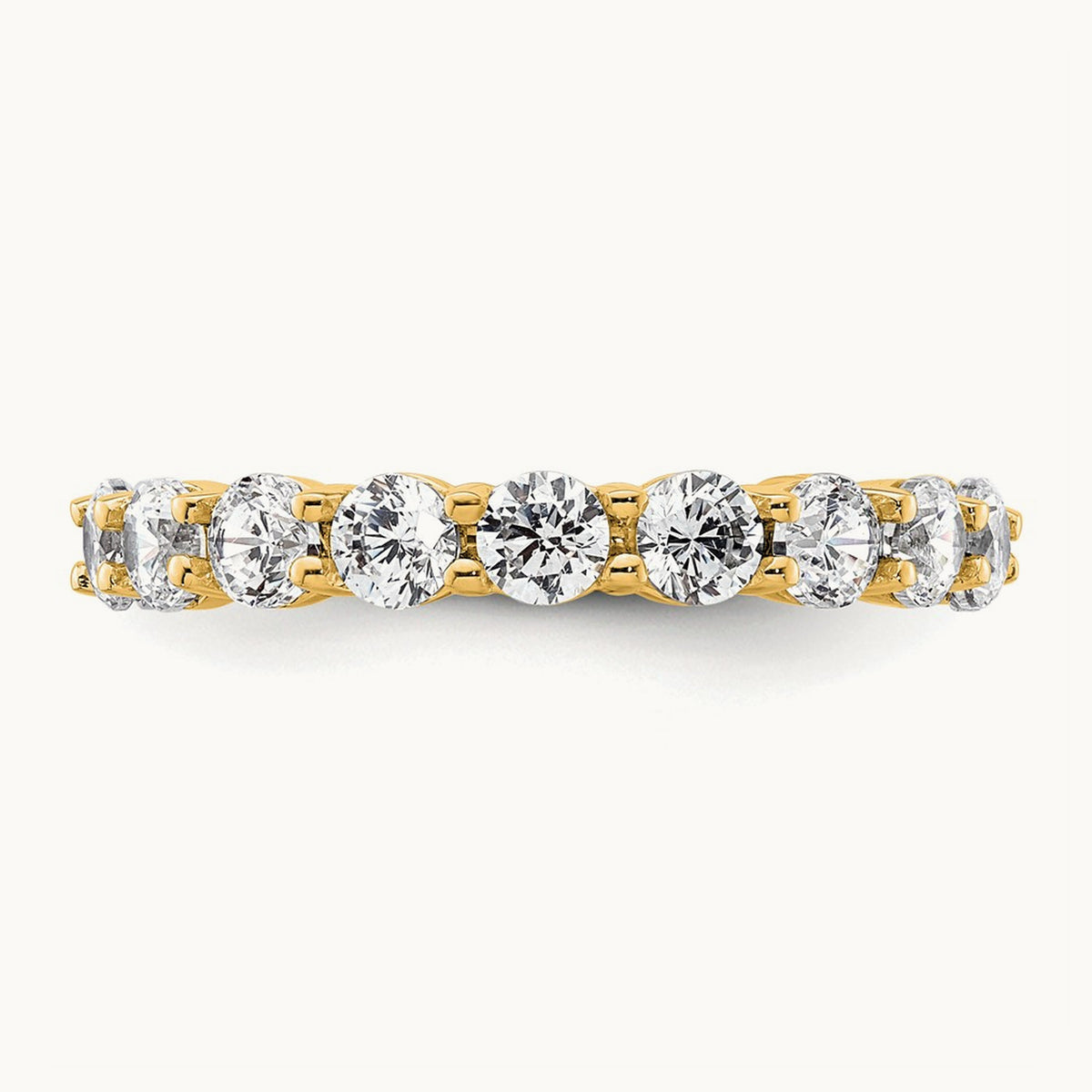 Polished Shared Prong Diamond Eternity Band, 2.00 ct tw — 14K Yellow Gold