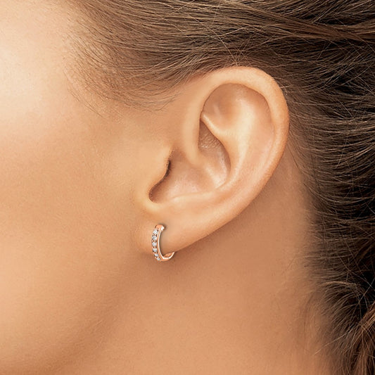 Diamond Hinged Hoop Earrings — 14K Rose Gold, 0.12 ct