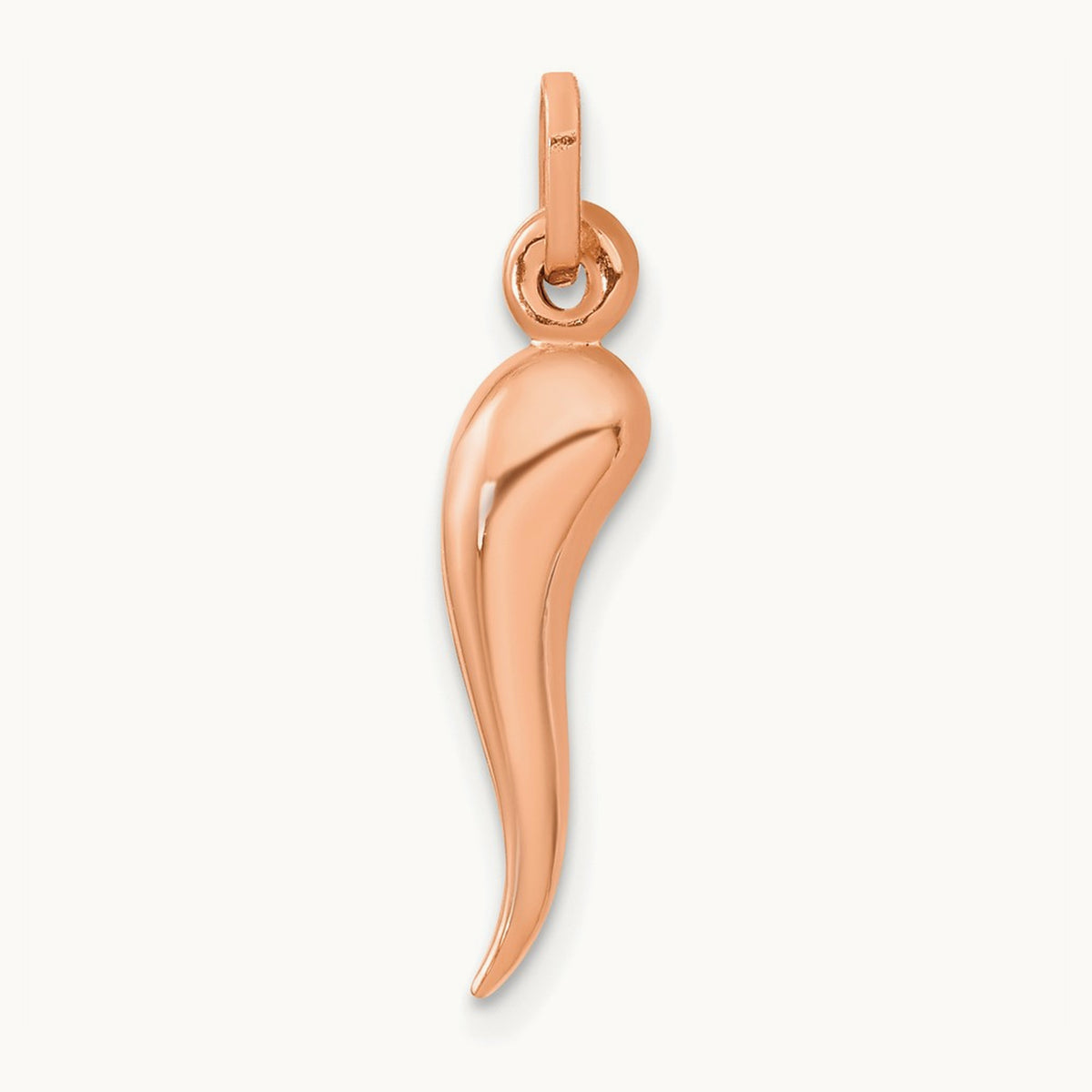 3D Italian Horn Charm — 14K Rose Gold, 25mm