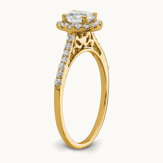 Round Center Semi-Mount Halo Engagement Ring, 0.25 ct tw — 1/4 ct, VS/SI (Great), 14K Yellow Gold