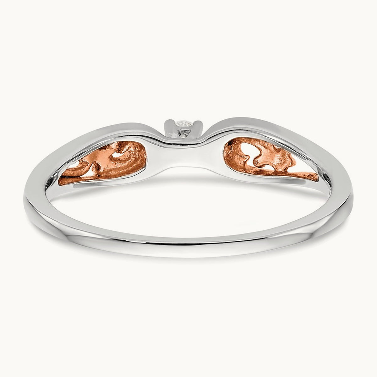 First Promise Comp. Diamond Promise/Eng Ring, 14K White Gold with Rose Gold