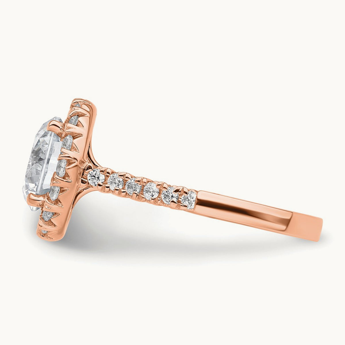 Semi-Mount Engagement Ring, 0.25-0.50 ct tw Lab-Grown Diamond — 5/8 ct (holds 3 ct center) · VS/SI (Great), 14K Rose Gold, 7